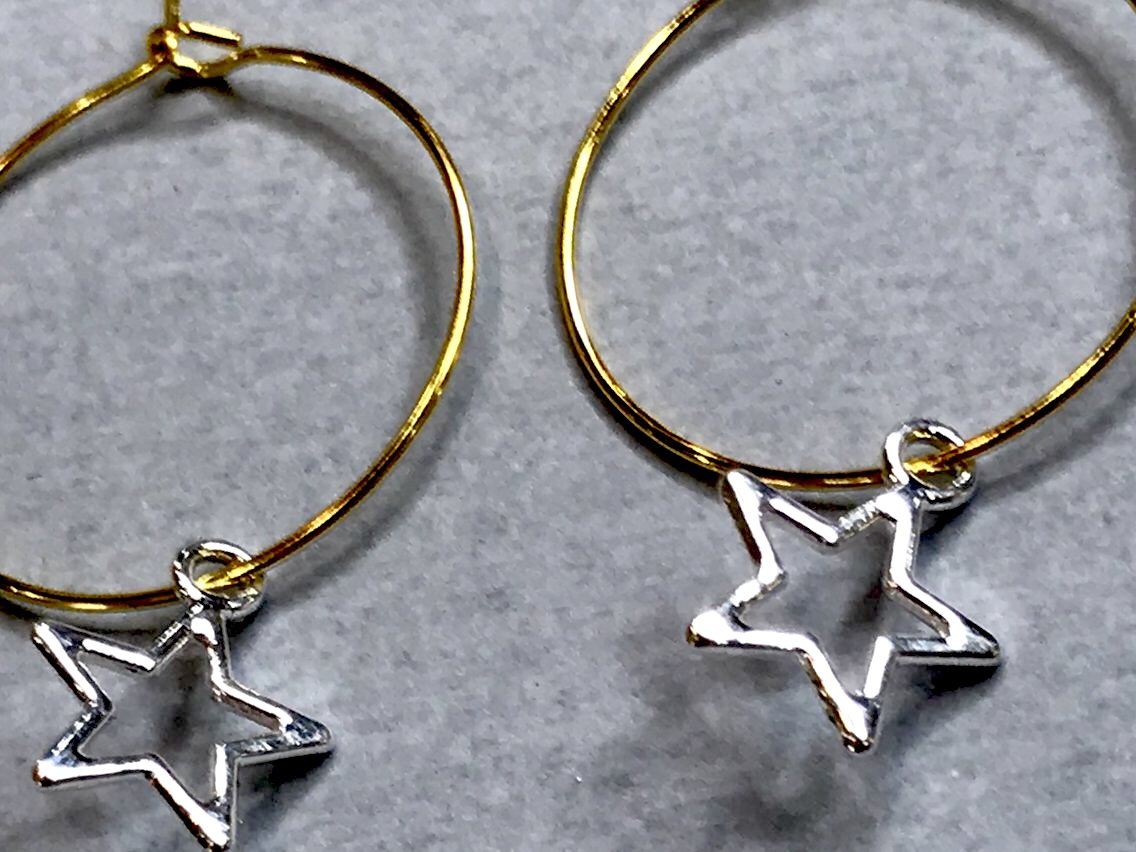 Gold Plated Silver Star Hoops