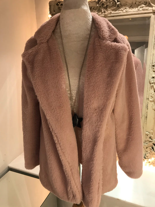 Pink Teddy Bear Faux Fur Coat
