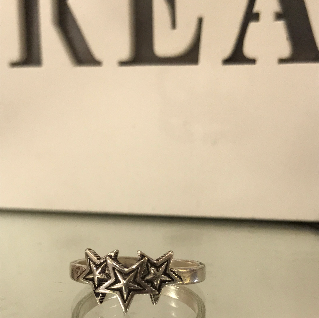 Triple Star Silver Ring (Adjustable)
