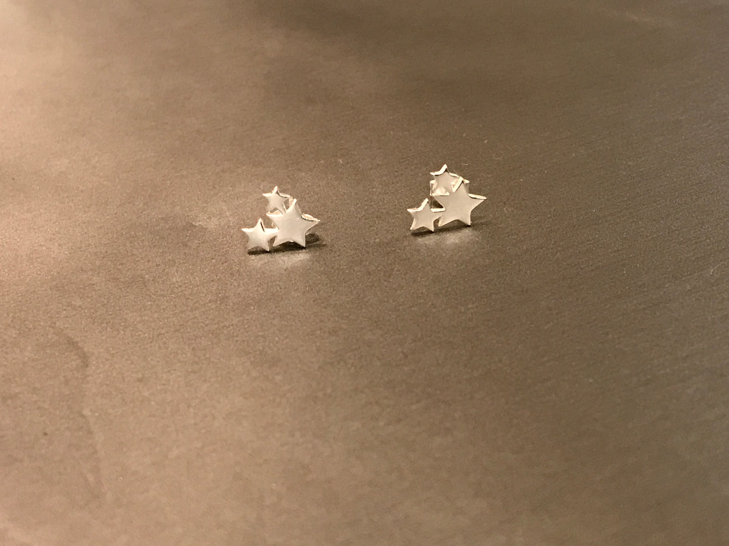 Triple-Star Silver Stud Earrings