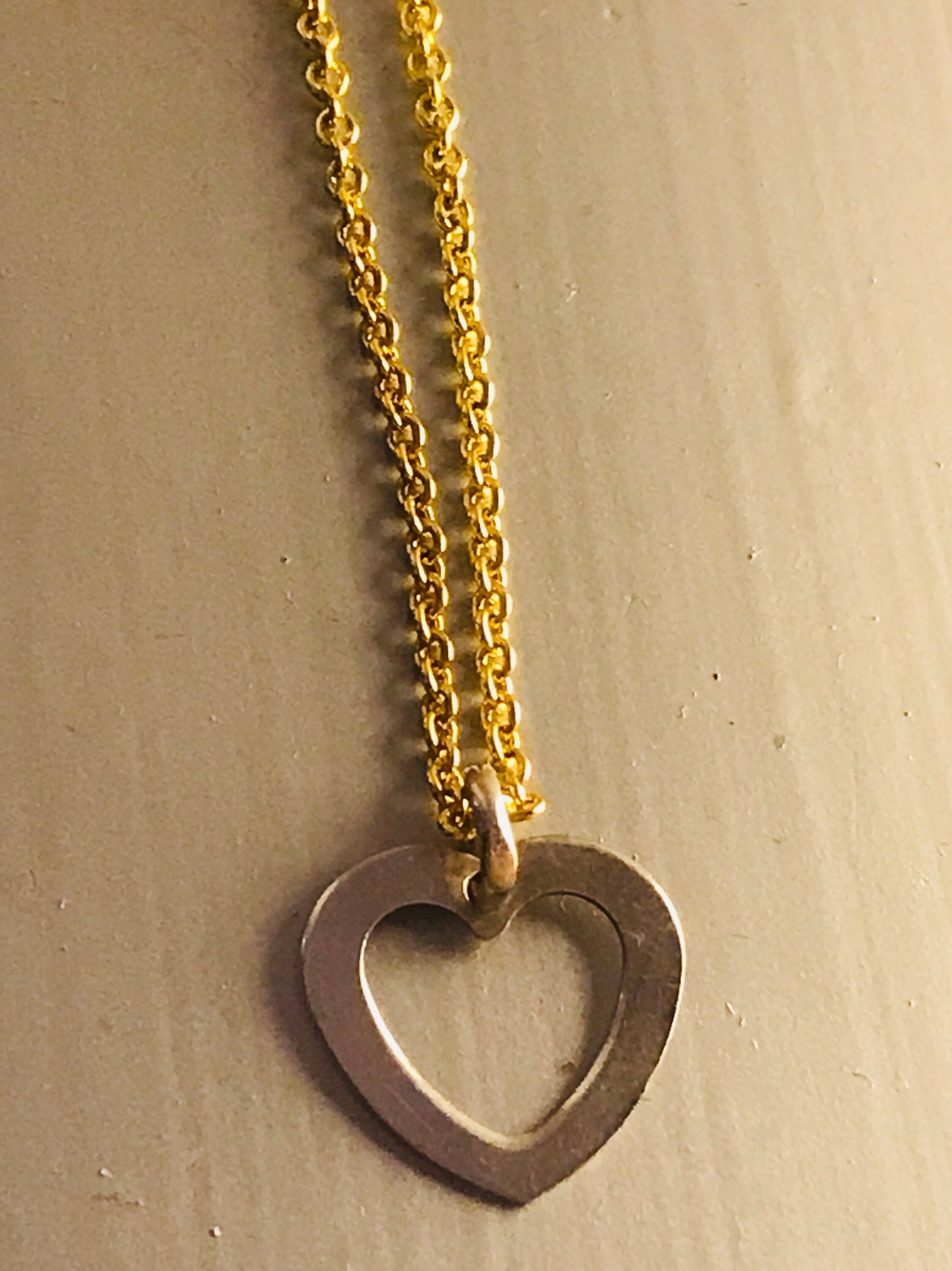 Silver and Gold Open Heart Necklace