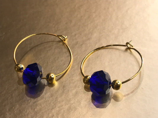 Gold-Plated Purple Drop Hoop Earrings