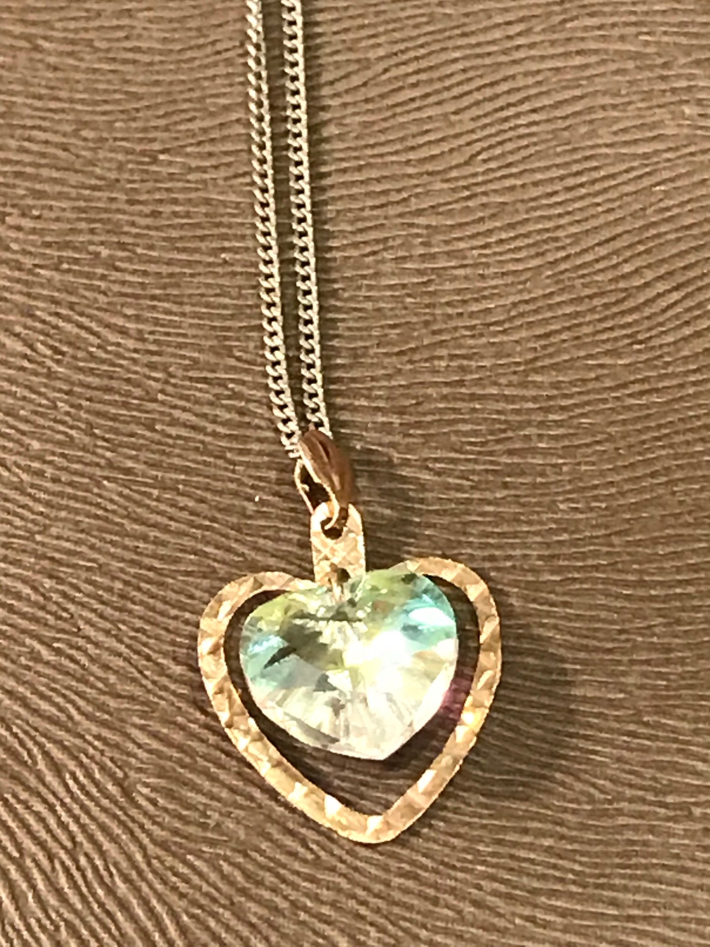 Crystal and Gold Double Heart Necklace