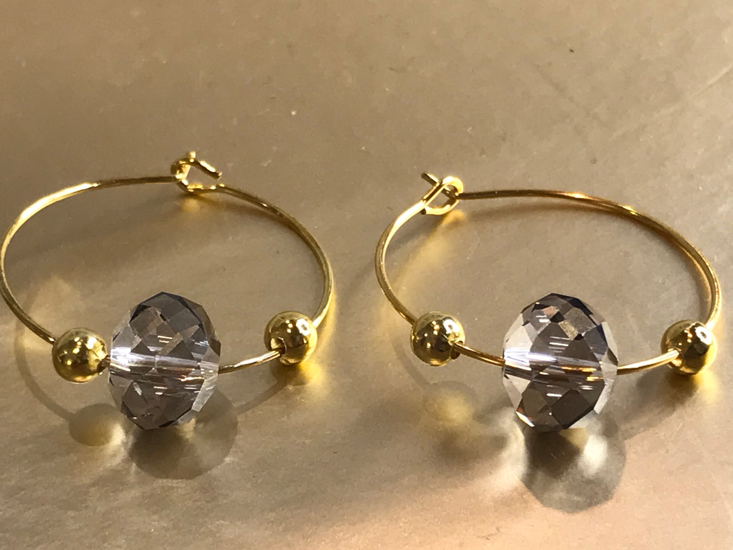 Gold Plated Smoky Topaz Hoops