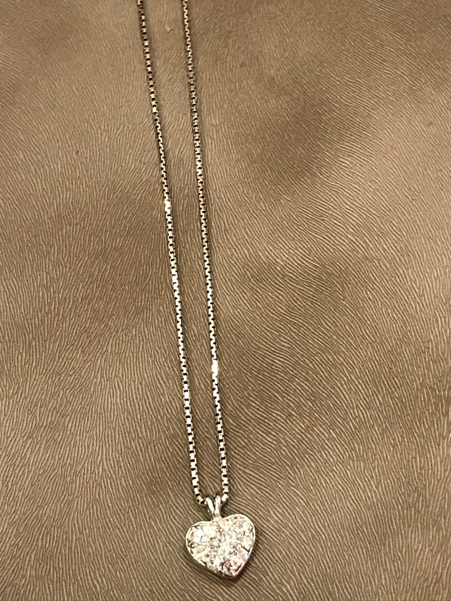 Glittering Heart Silver Necklace