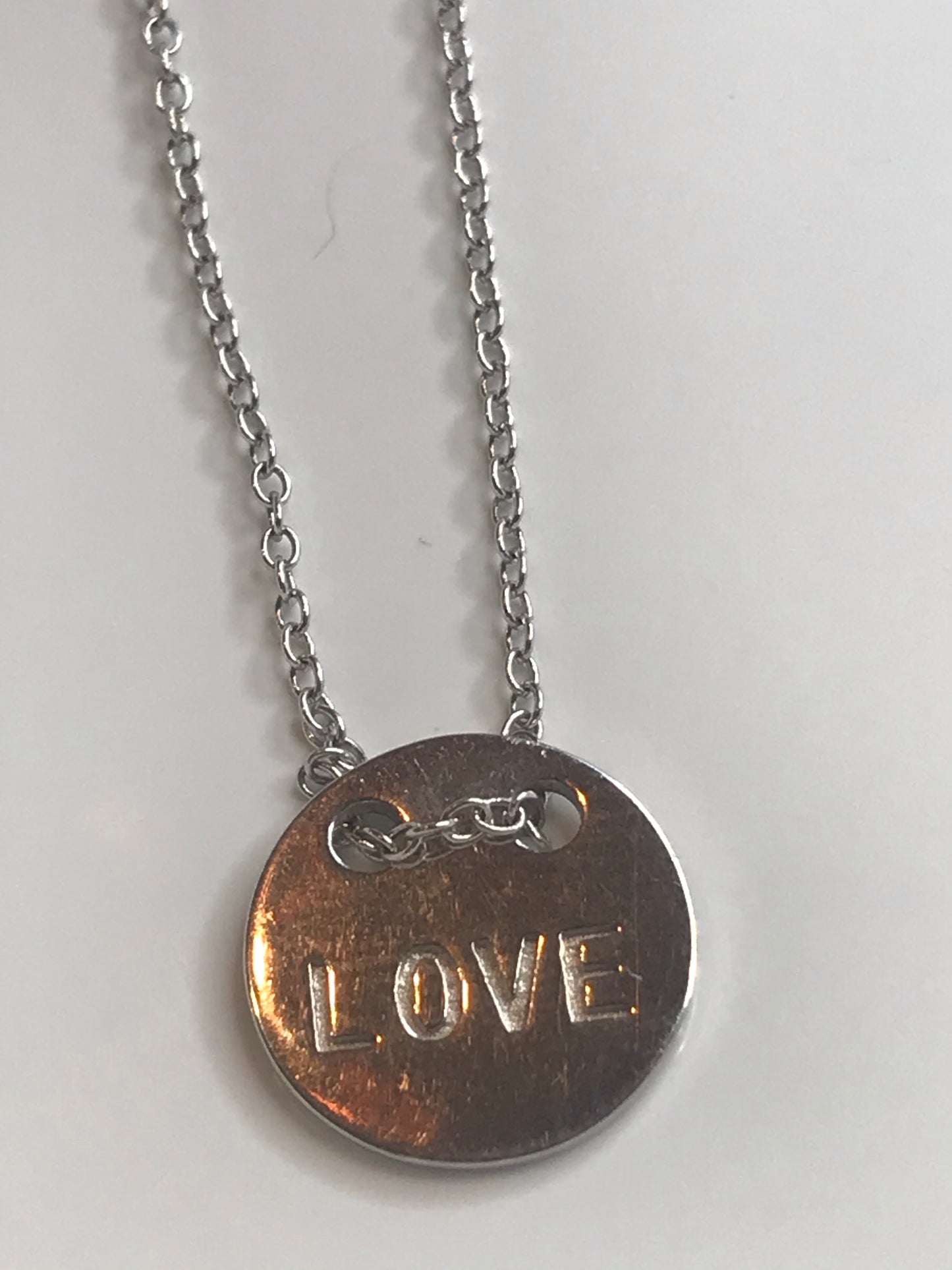 Love Is All You Need Silver Disc Necklace